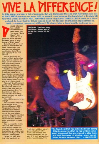 The Jake E Lee article in Kerrang!