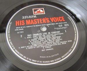 Ray Charles Live in Concert His Masters Voice HMV label
