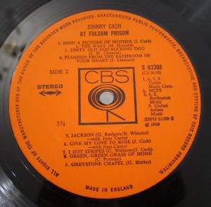 CBS Label Johnny Cash Folsom Prison