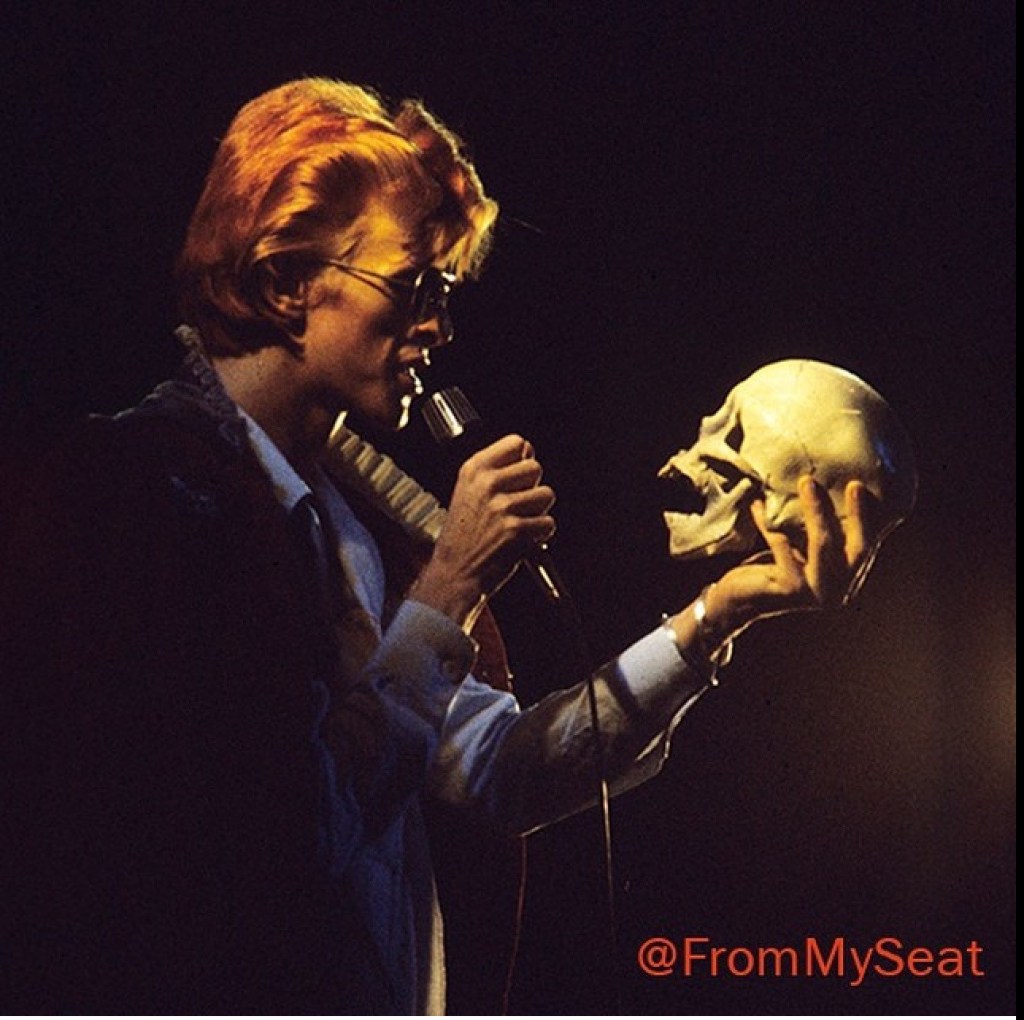 David Bowie with skull 1974 diamond dogs